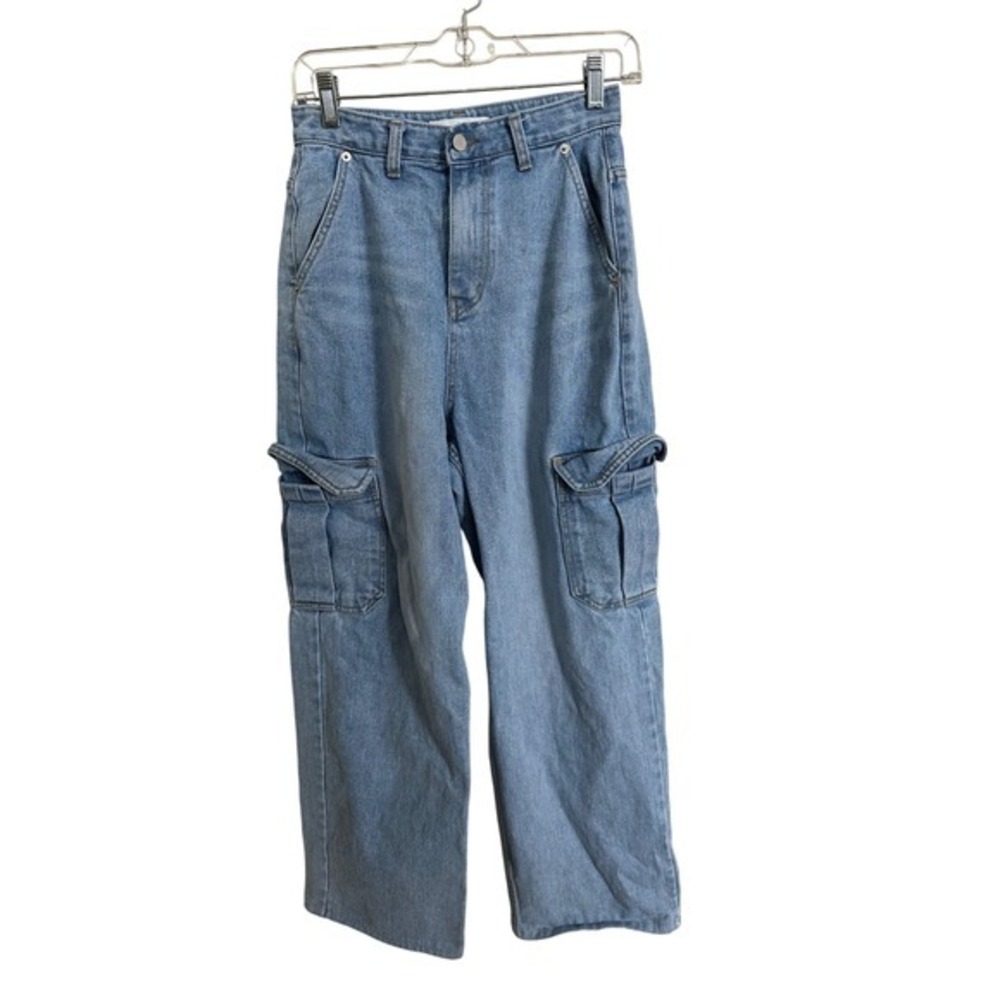 The Frankie Shop Kai Denim Cargo Jeans Light Wash Blue Size S